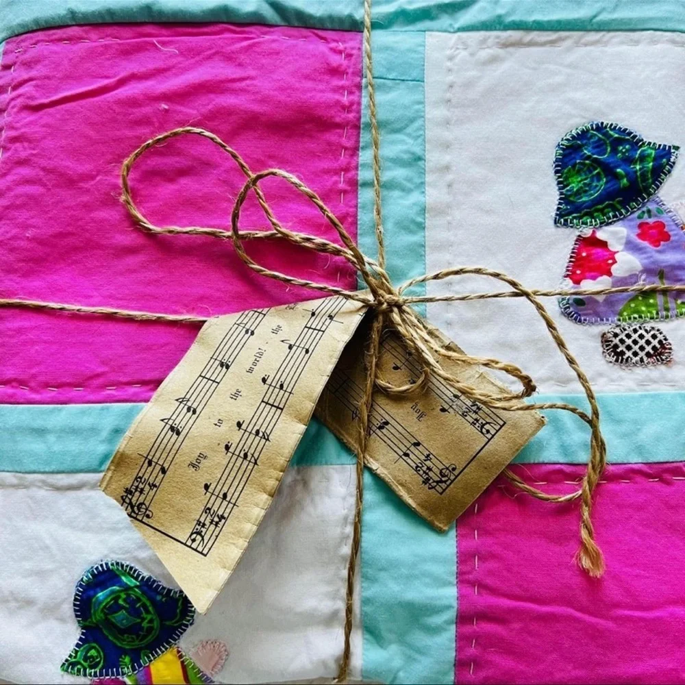42”x52” Handmade and hand appliqué baby quilt.